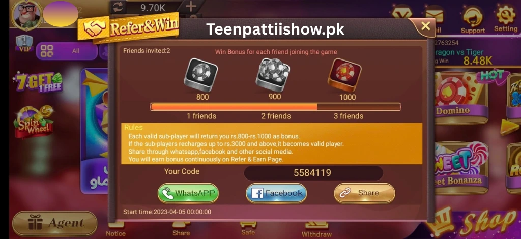 3 patti Refer and earn